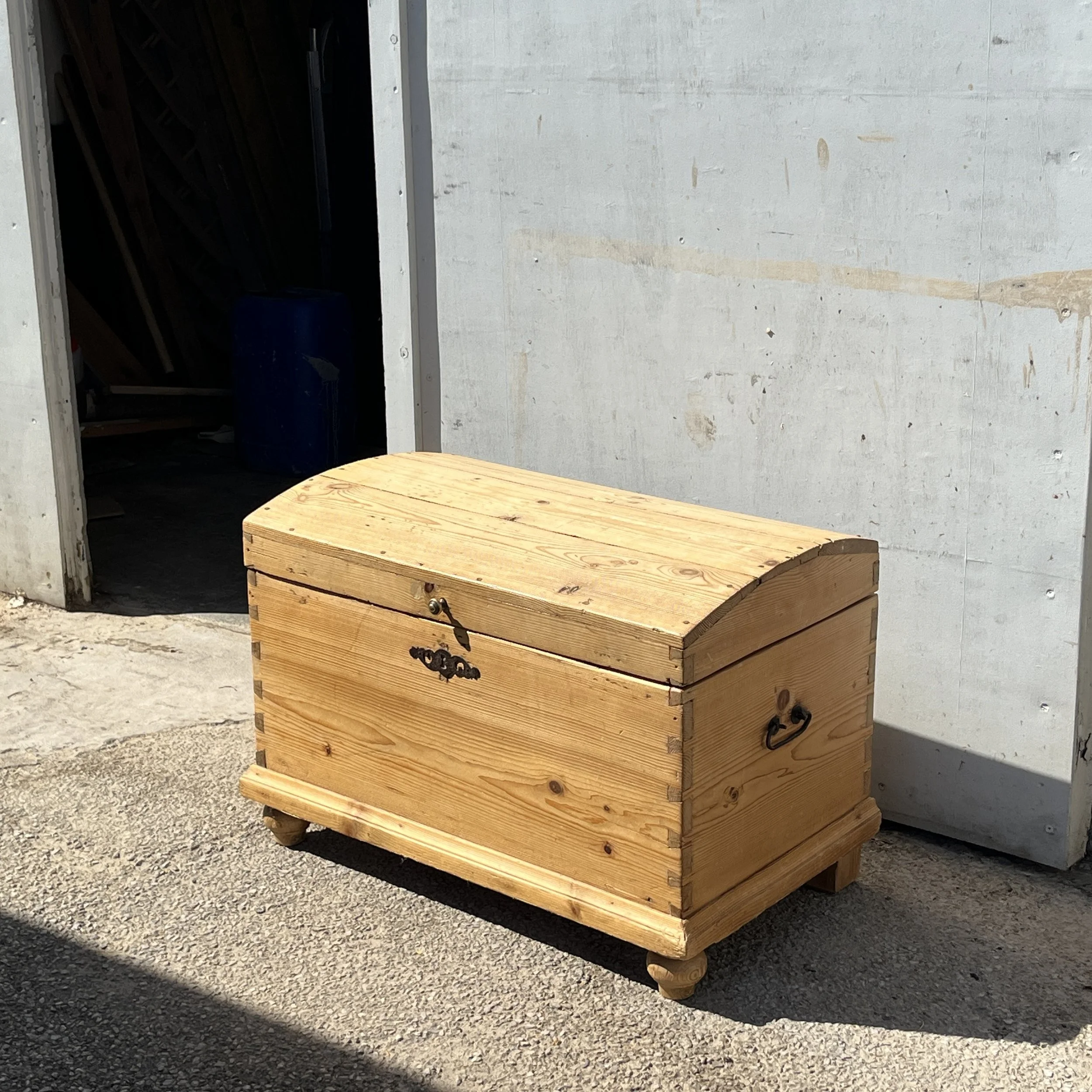 Medium Sized Victorian Pine Dome Top Chest