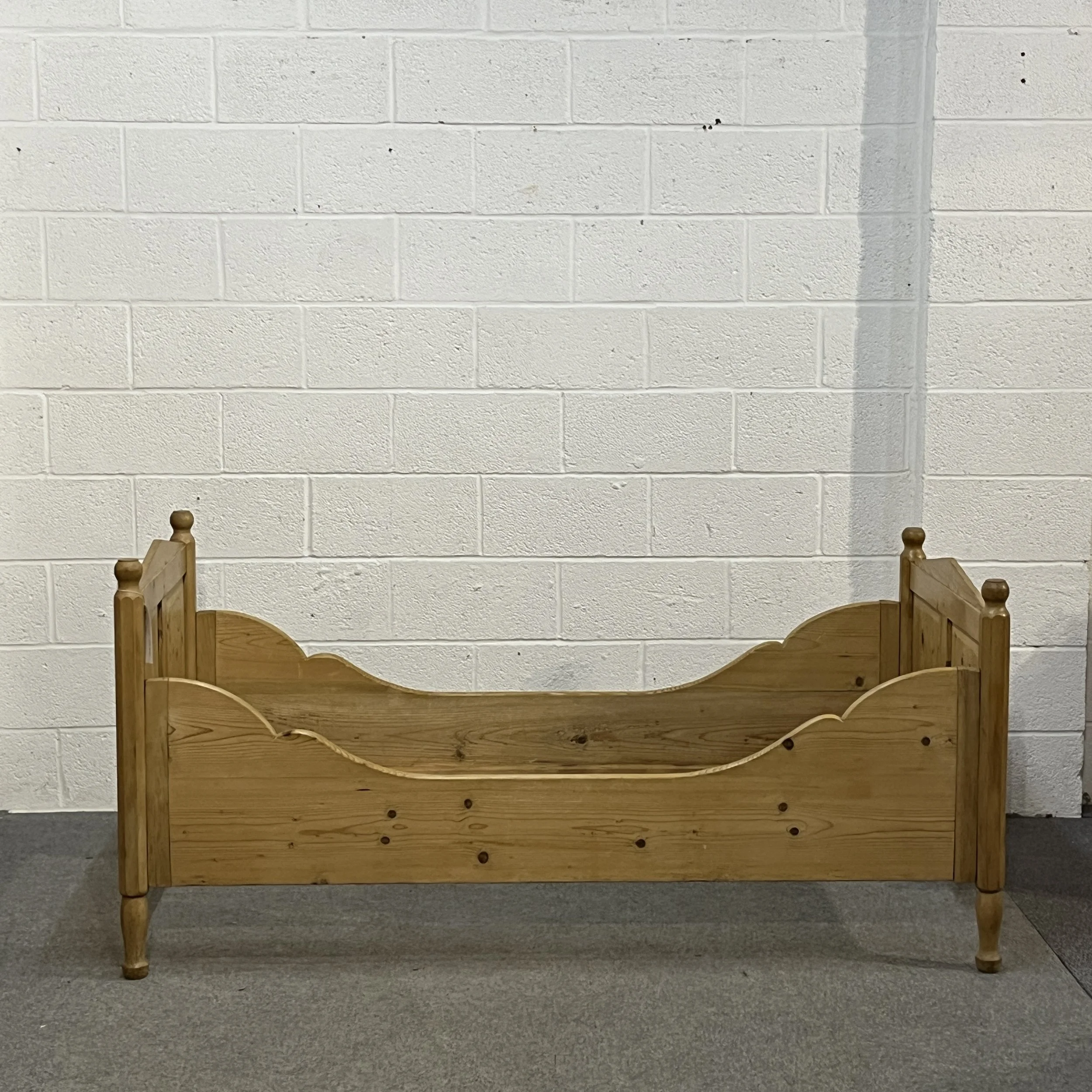 Small Antique Pine Single Sleigh Bed