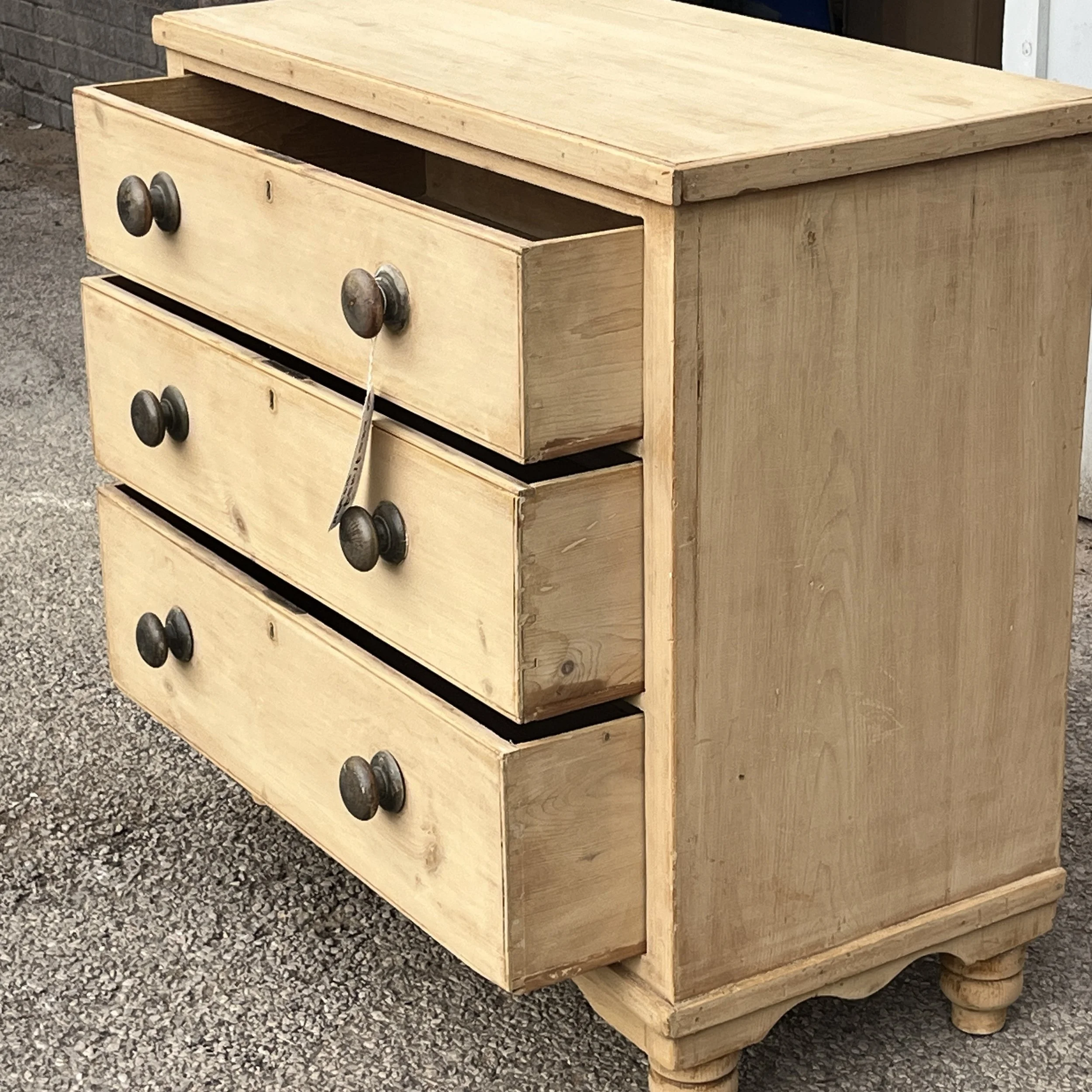 N4901D pine chest with all three drawers open