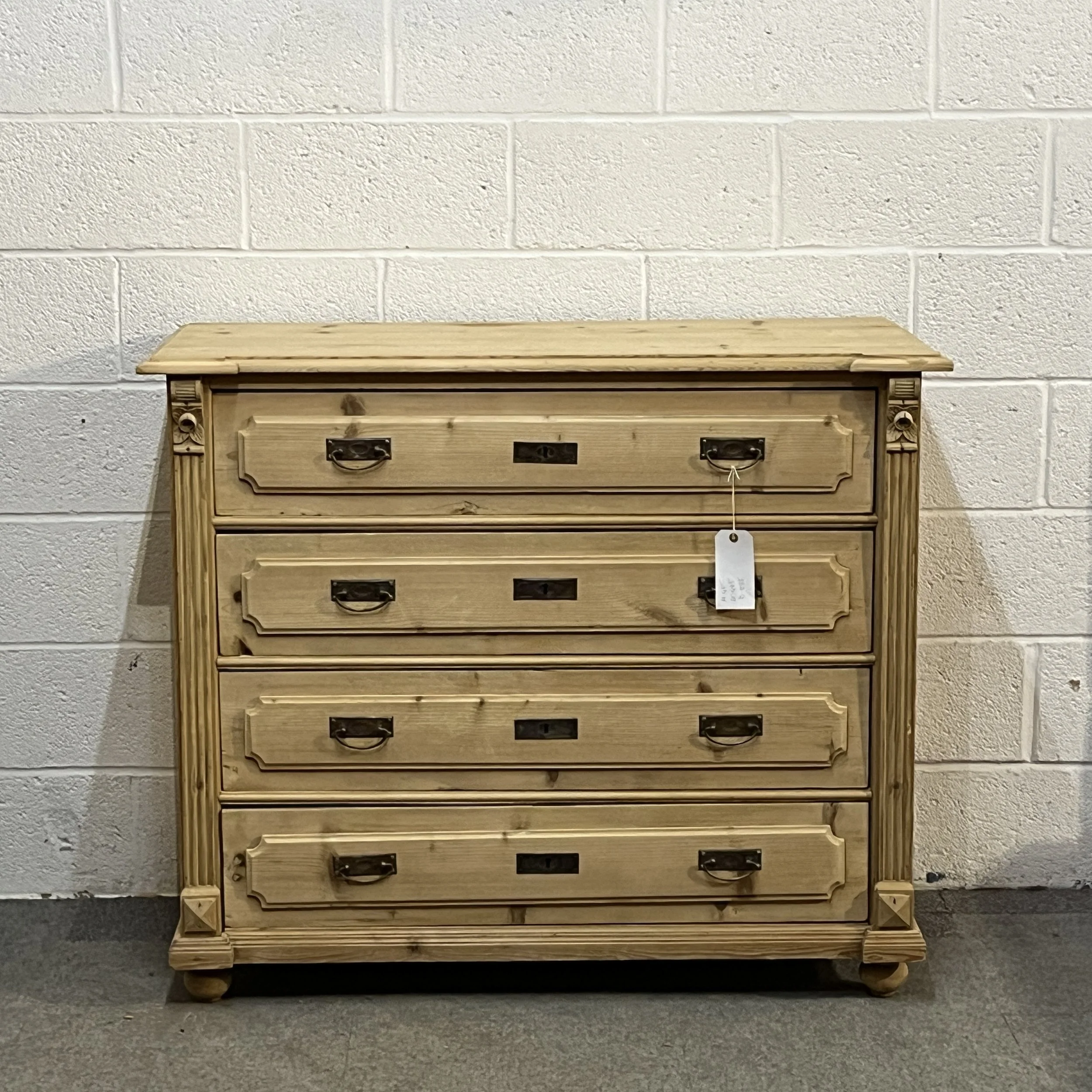 Large Continental Antique Pine Chest Of Drawers