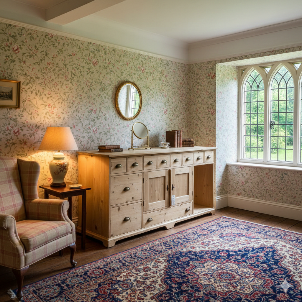 6ft Wide Pine Sideboard With A Variety Of Drawers