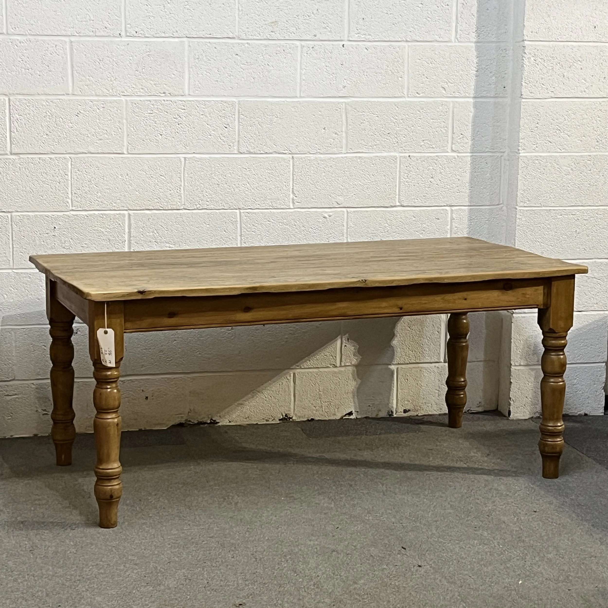 6’ x 3’ Pine Turned Leg Table Made From Floorboards