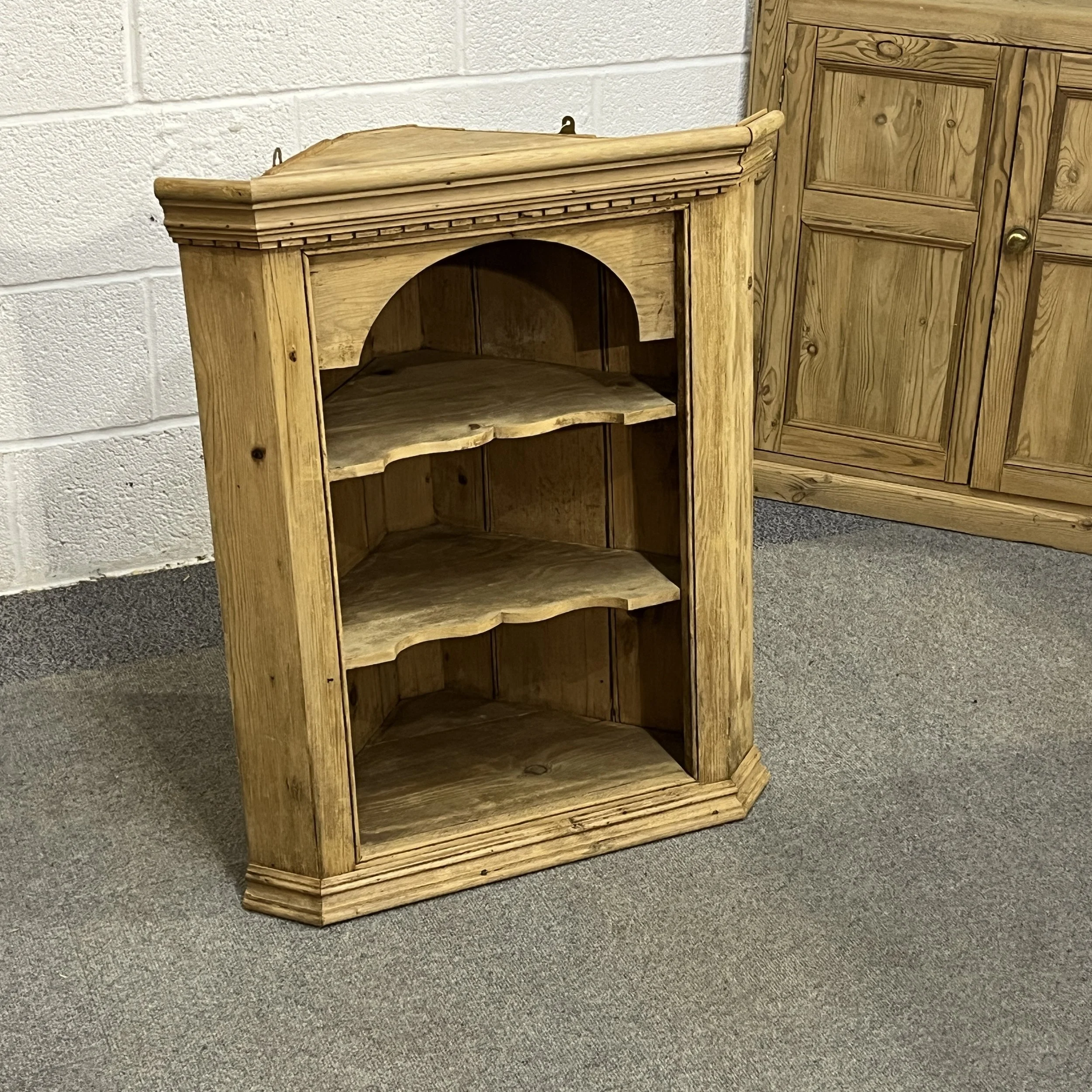 Small Wall Hanging Victorian Pine Corner Cupboard