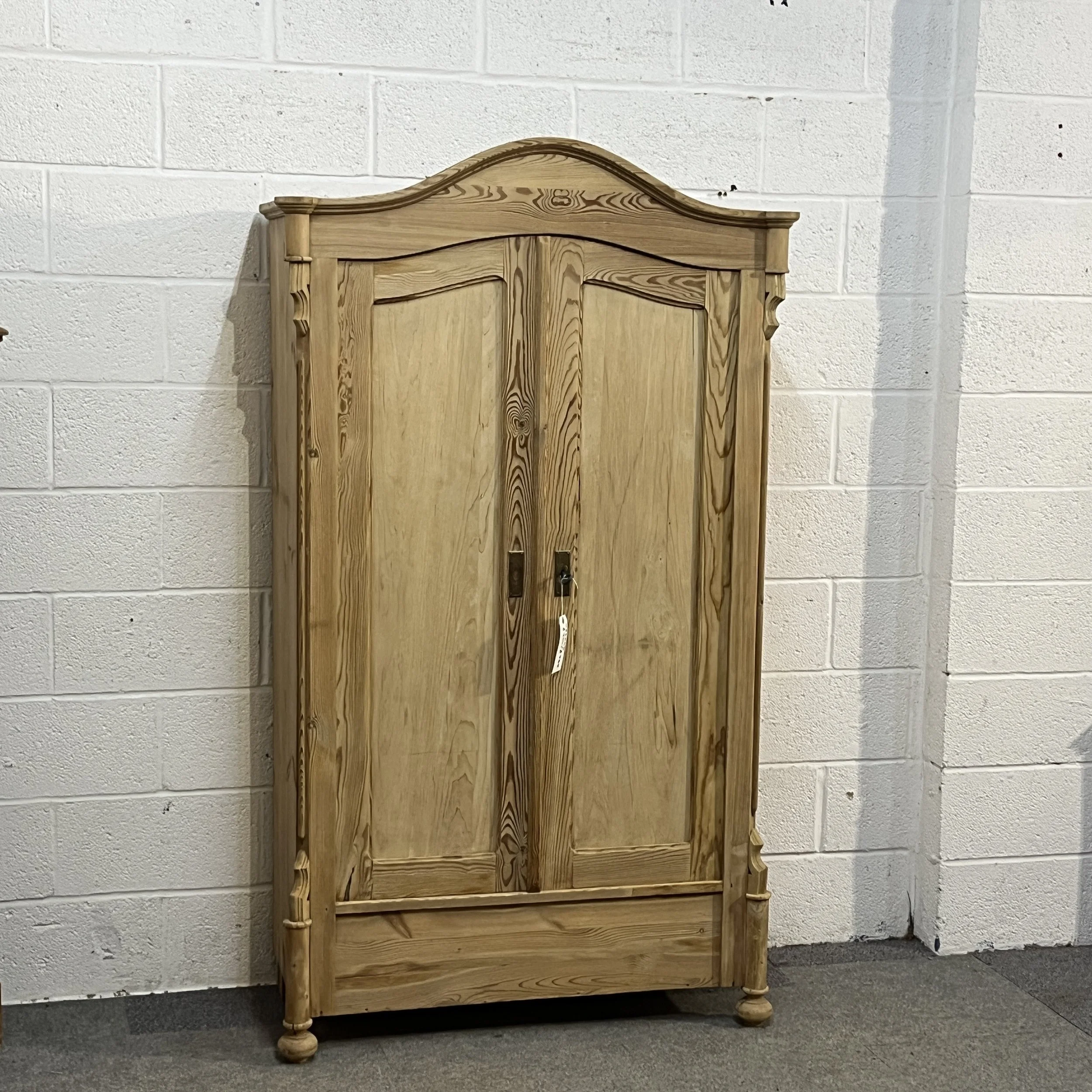 Full exterior view of antique pine armoire N3304D