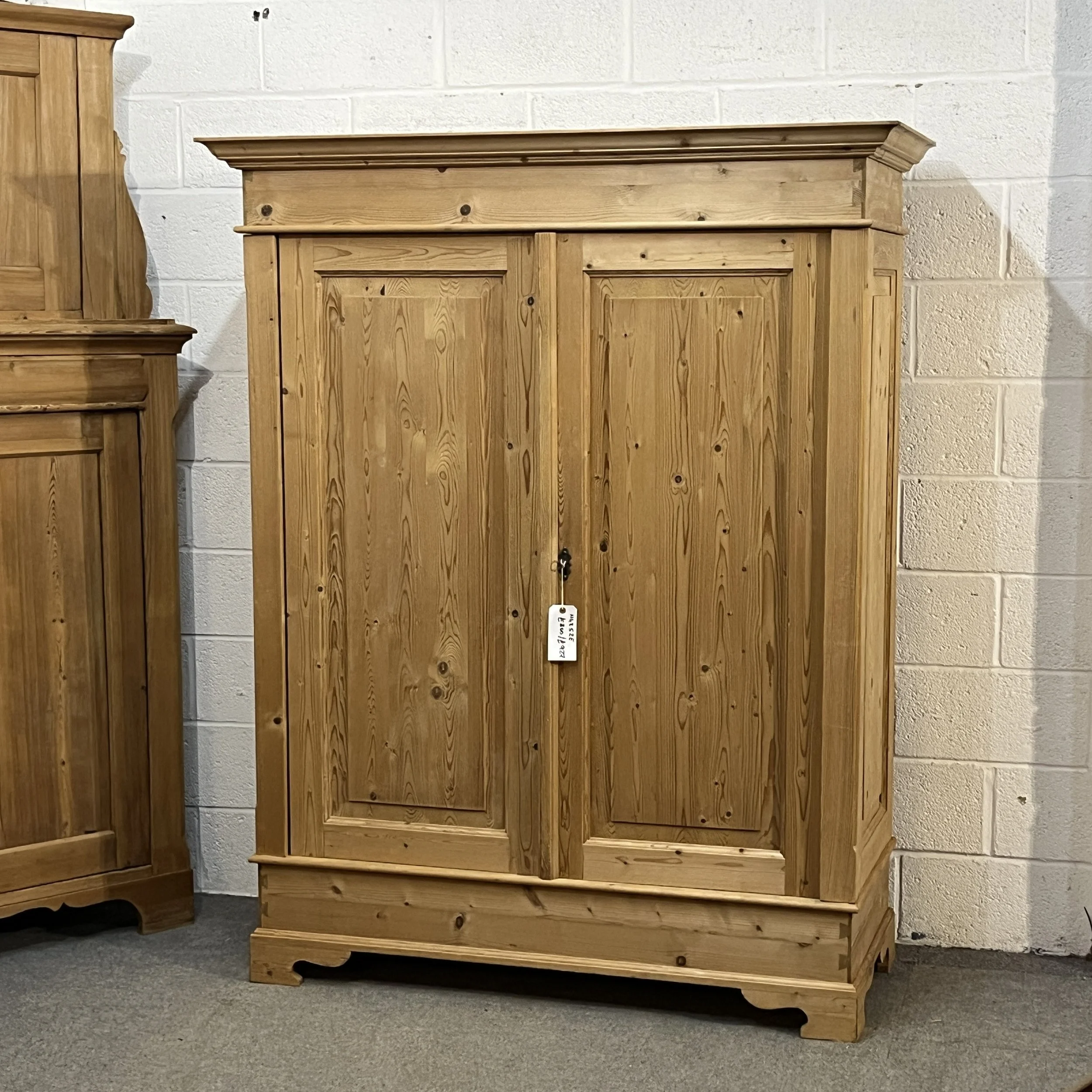 Medium-Sized 1930s Double Pine Knockdown Wardrobe