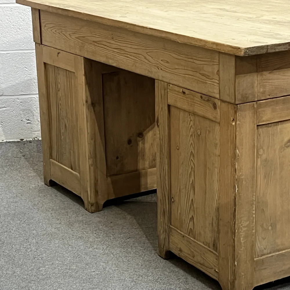 Large English Antique Pine Pedestal Desk (E7204E) — Pine Furniture