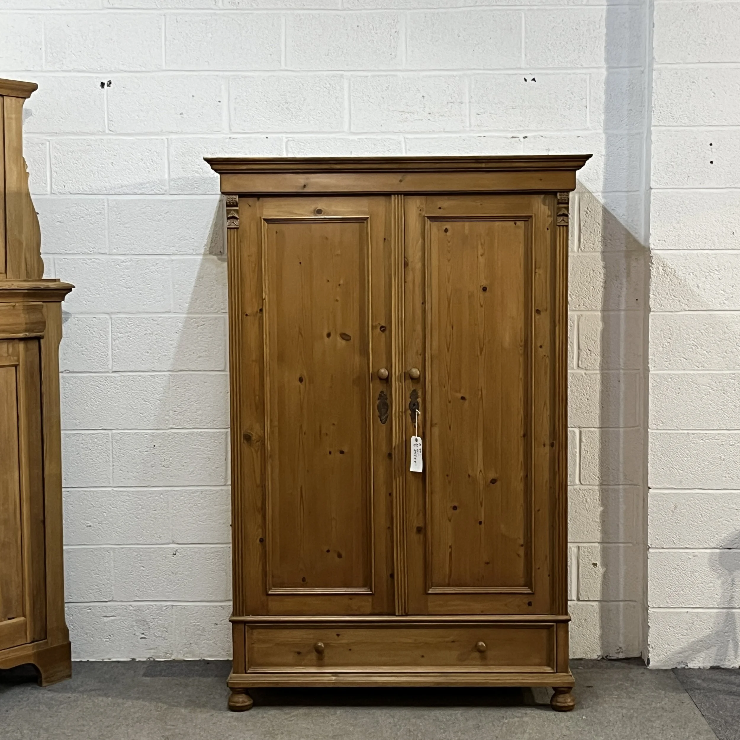 Small Double Pine Wardrobe With Bottom Drawer  (Dismantles)