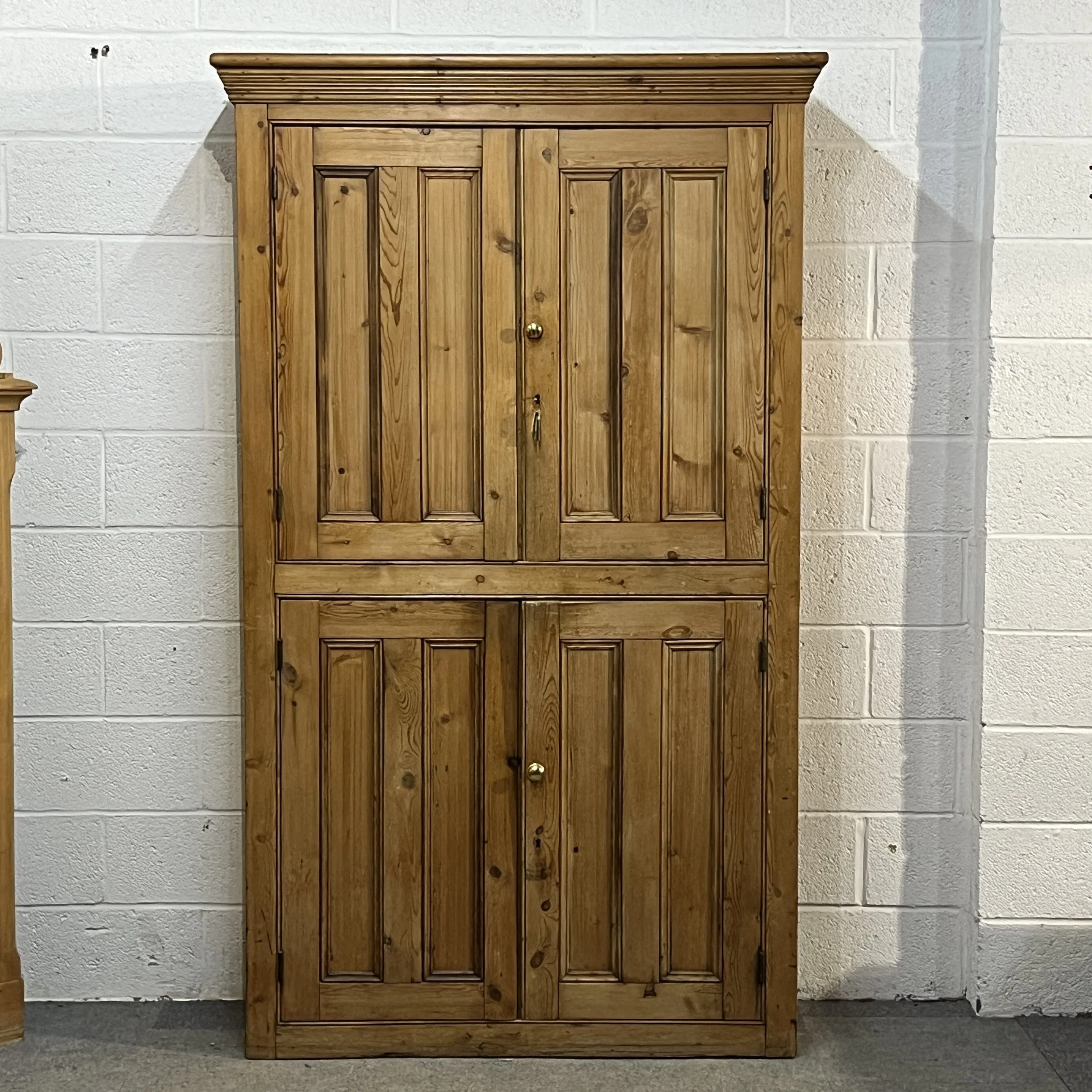 Large Very Tall English Pine Housekeepers Cupboard