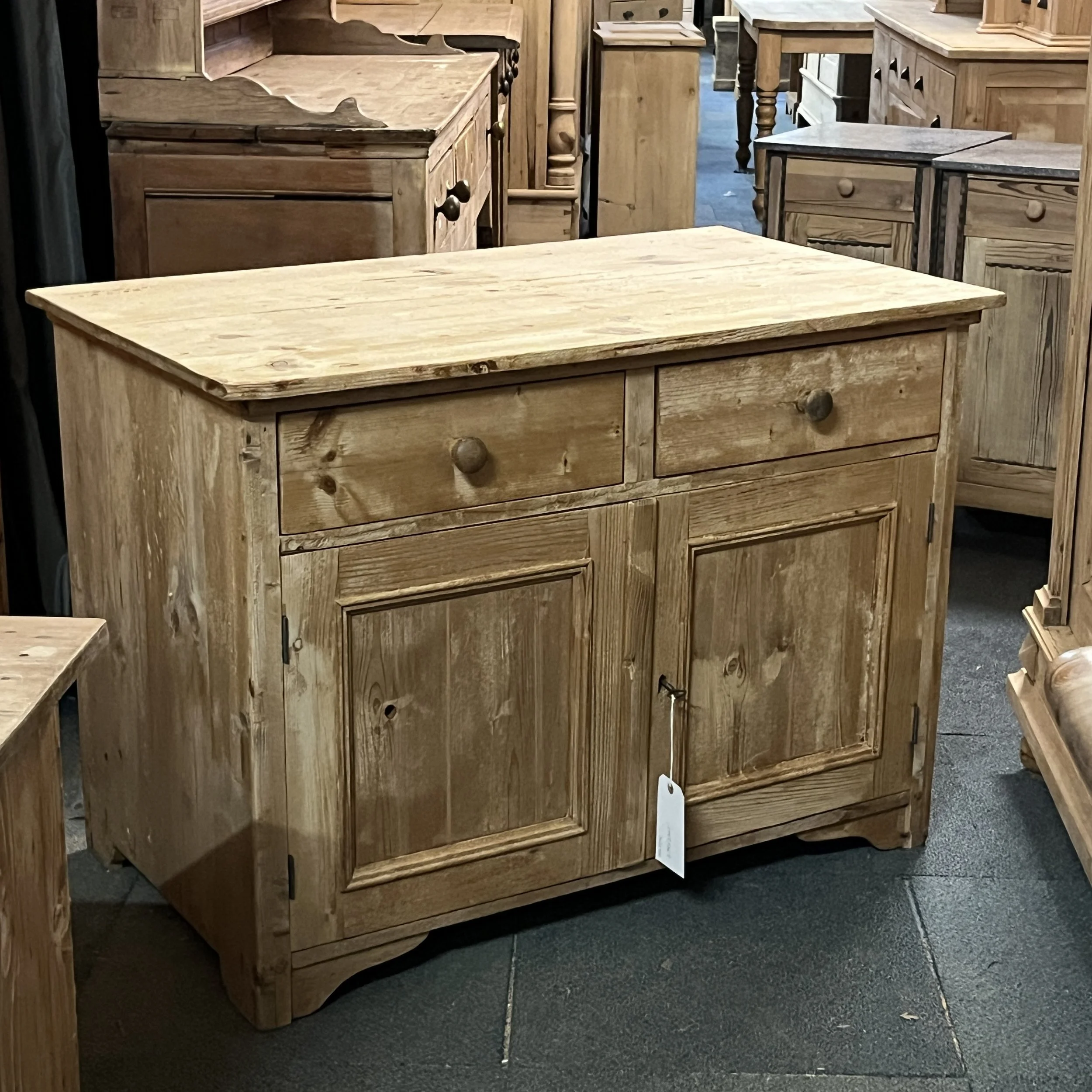 1920s Antique Continental Pine Dresser Base, Two Drawers over Two Doors