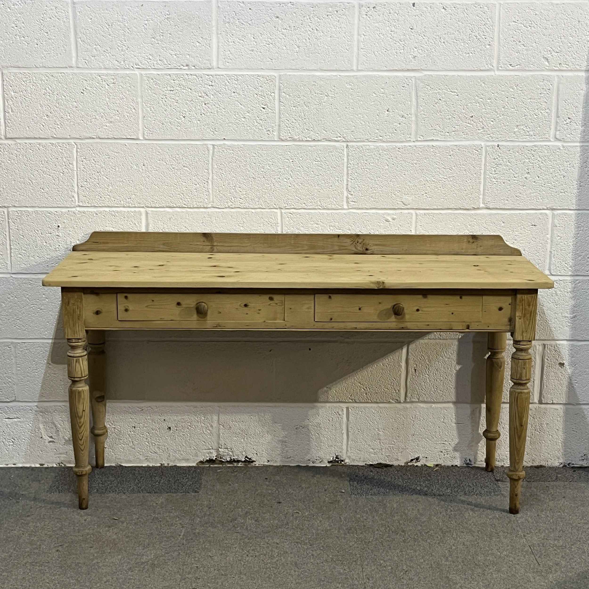 2 Drawer Turned Leg Console Table Made From Old Pine Floorboards