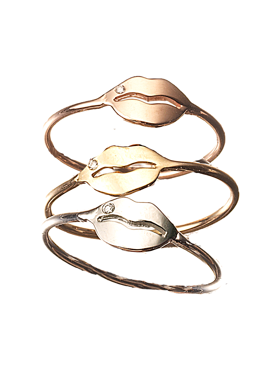 14K Single Diamond Lip Ring
