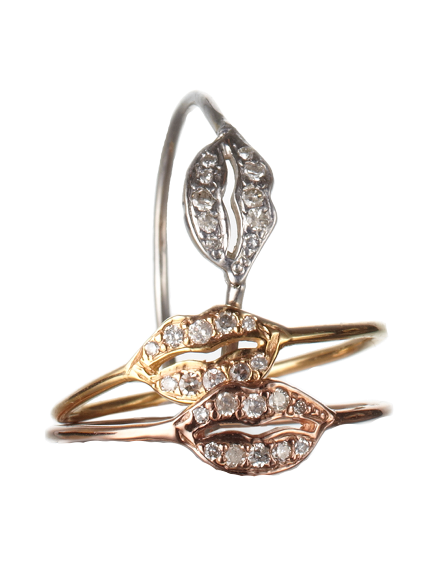 14K Full White Diamond Lip Ring