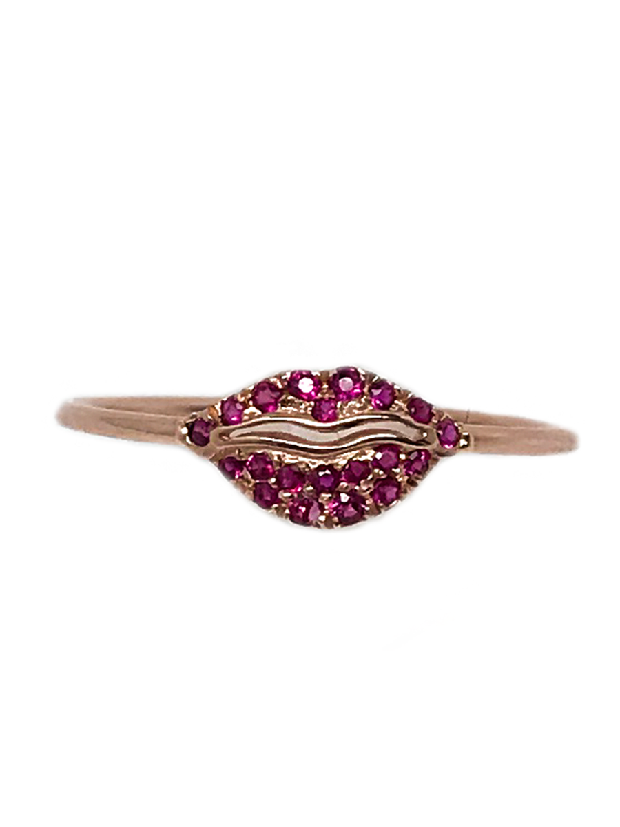14K Ruby Micropave Lip Ring
