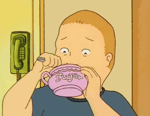 Bobby Hill eating sugar from the sugar bowl knows about the domino effect sugar has on the body.
