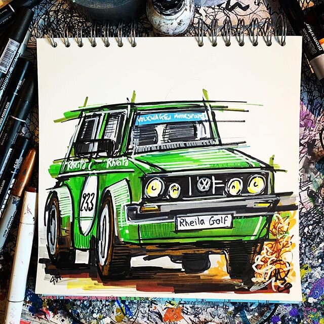 Ta-dah! Here&rsquo;s a #ContinuousCar drawing of the @vrdmotorsport VW Rheila Golf when @race_retro - Watcha think to it? #ContinuousWheels #VrdMotorsport