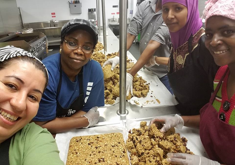 Our own Chef Evon and Assistant Kitchen Manager, Bola, with Jawahir and Media, in training.