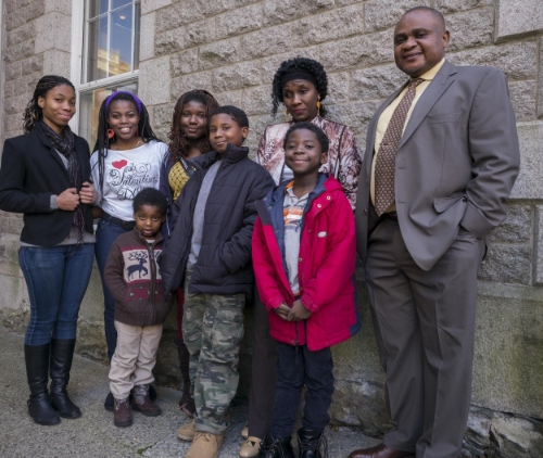 Aline and her family when they arrived in Providence