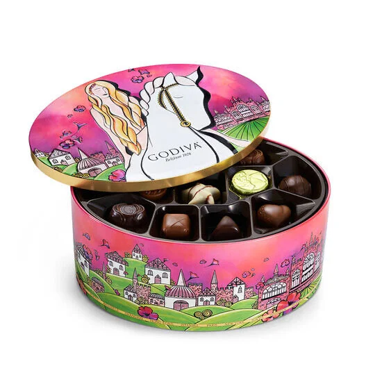 Lady Godiva Tin (open)