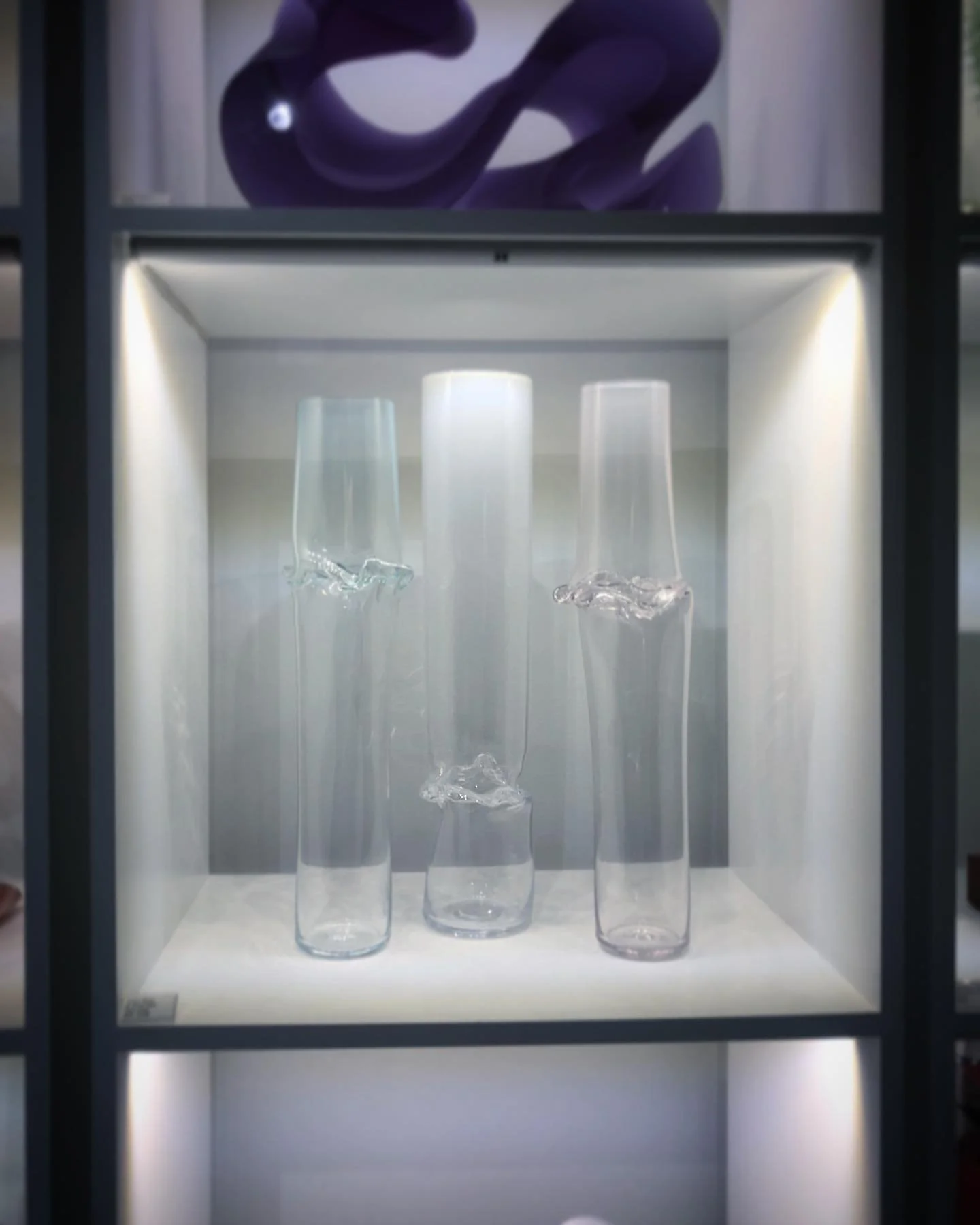 Had a trip to London and dropped in to Vessel Gallery today ✨ Lovely to see these three Torsion pieces sitting in excellent company in a beautifully balanced wall of works.

All my pieces at Vessel Gallery are hand blown and made at Devereux &amp; Hu