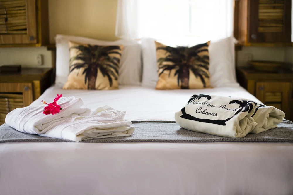 Luxury bathrobes and resort beach towels will be waiting for you at arrival