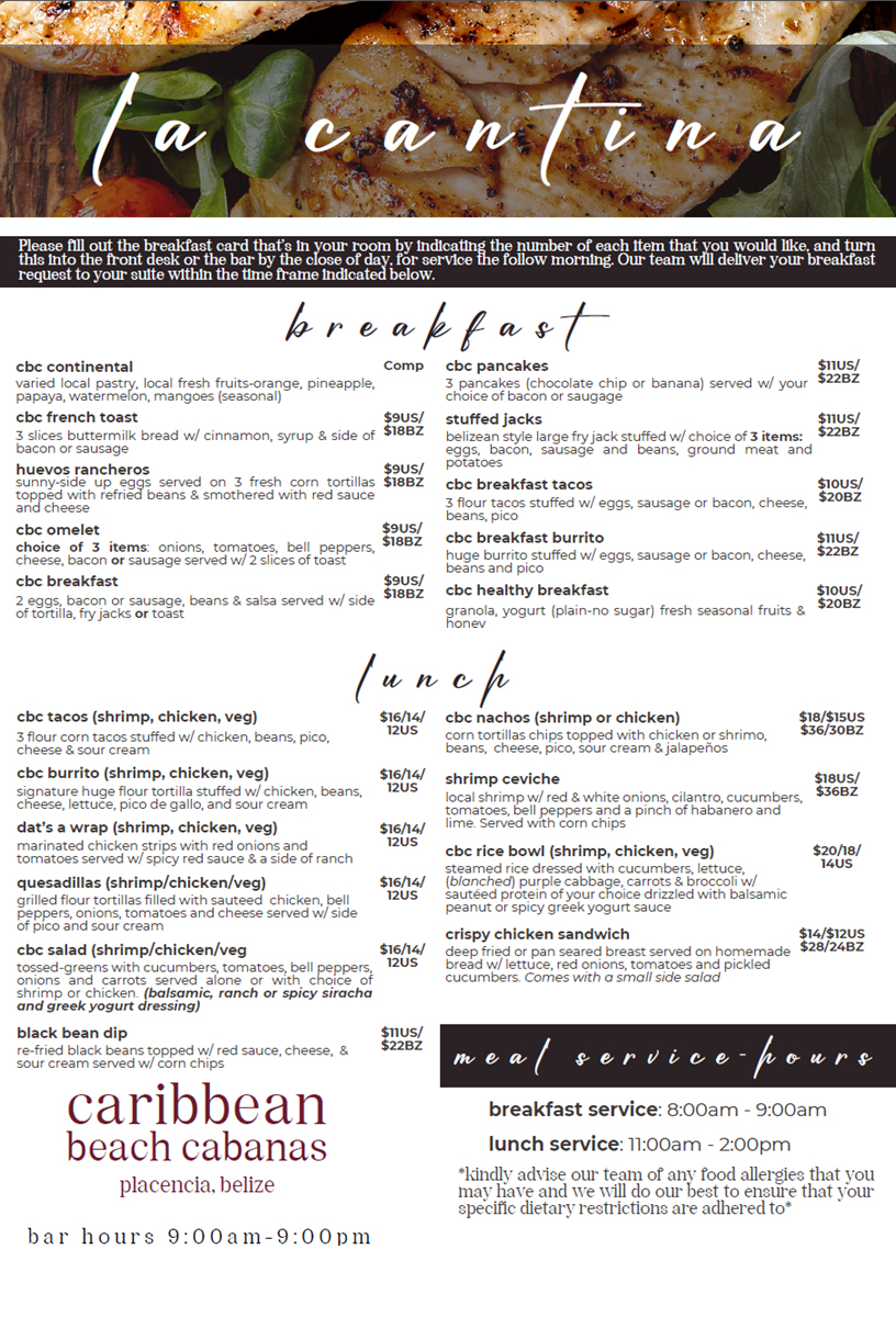 Breakfast &amp; Lunch Menu