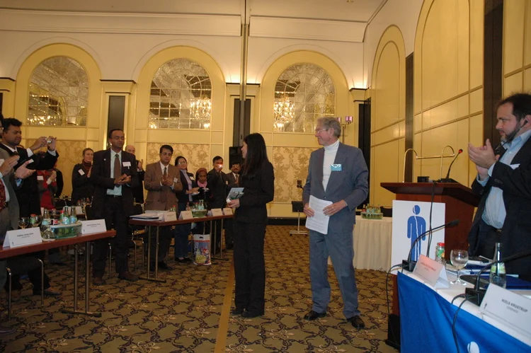 Receiving the Inge Genefke International Award, from Professor Bent Sørensen, former member of the UN Committee against Torture and the Committee of the European Council for Preventing Tortur e