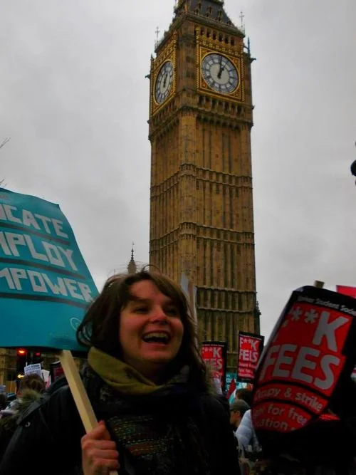 At the 'Reclaim your Future' protest march, organised by the National Student Union, Autumn 2012