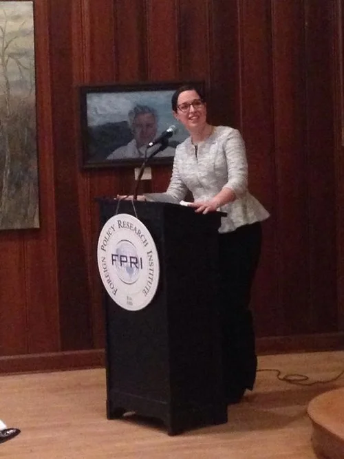 Moderating a discussion at an FPRI event