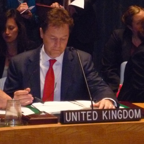September 2013 United Nations General Assembly, behind Nick Clegg's shoulder