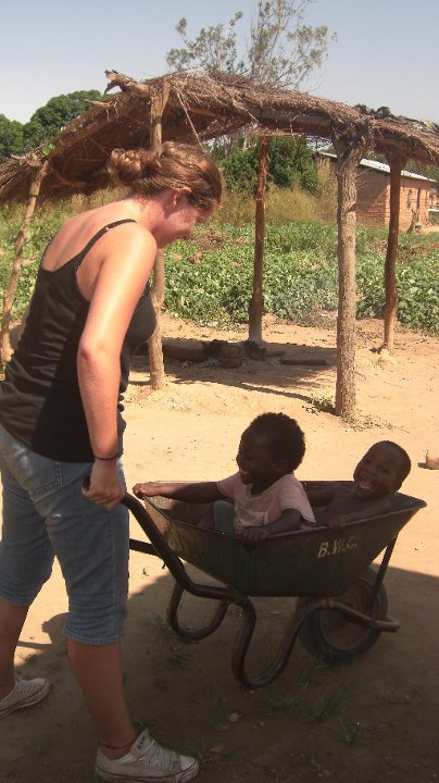 Taking a break from interviews in Mwaya, Malawi