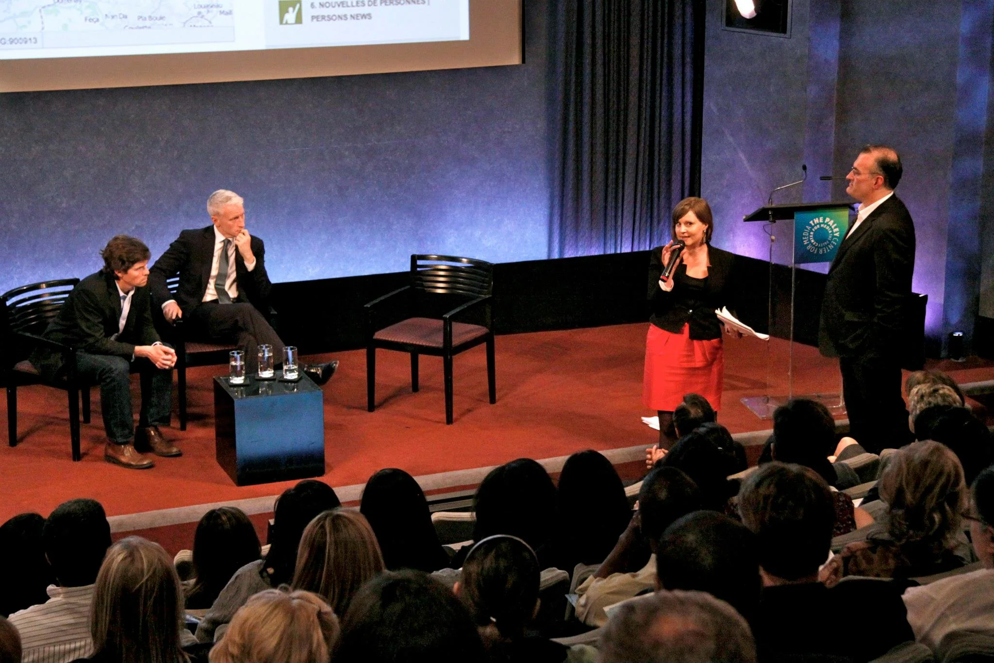 Presenting the crisis mapping work of Ushahidi Haiti at the event “Faster Disasters” with CNN’s Anderson Cooper at the Paley Center for Media in New York.