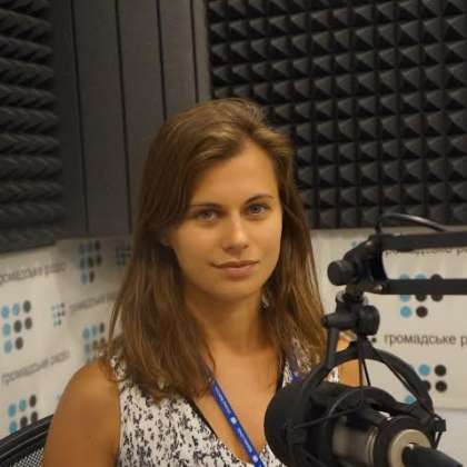  Giving an interview to Hromadske Radio, a Ukrainian radio station, about the human rights situation in eastern Ukraine and the documentation work of the UN Human Rights Monitoring Mission 