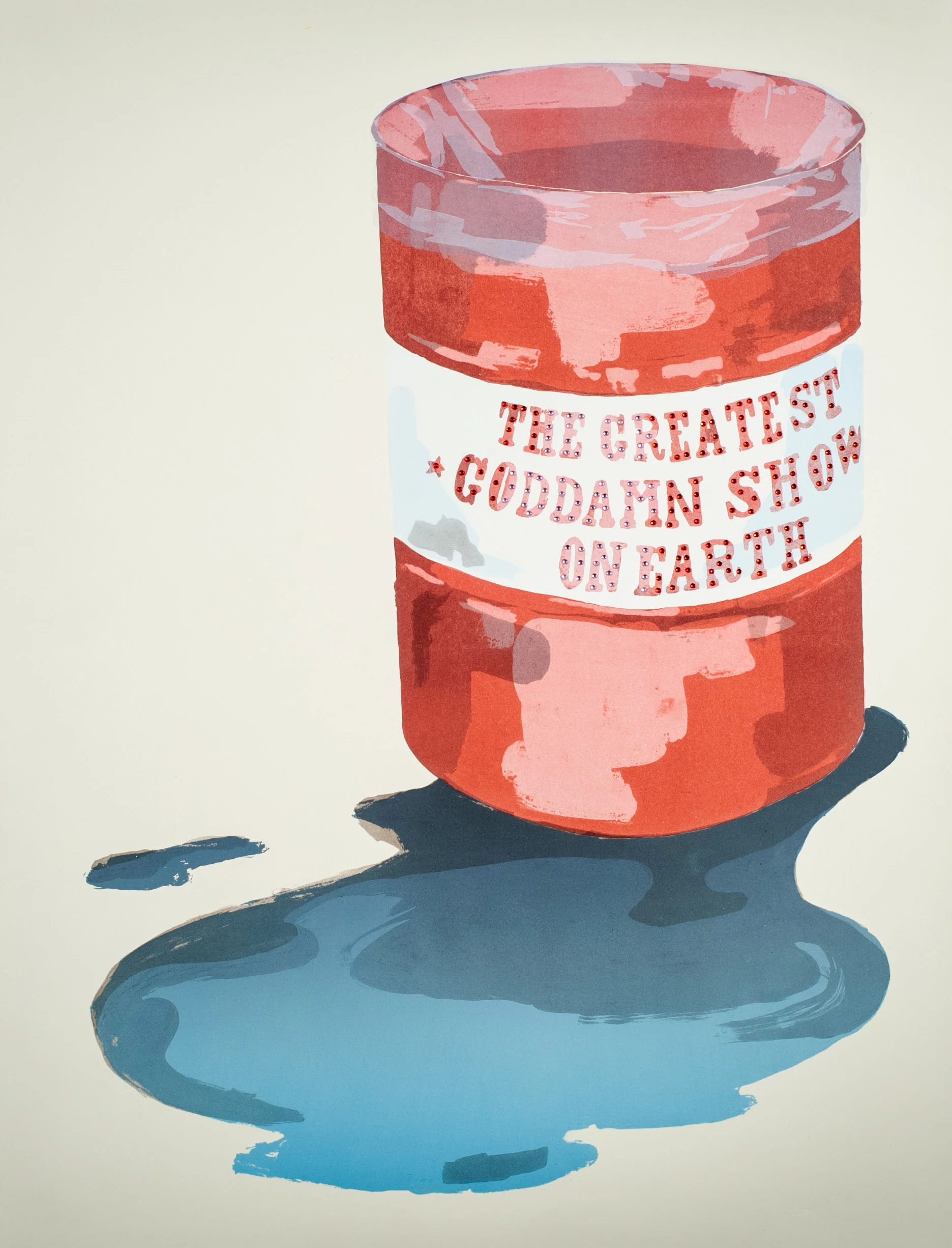 Pub Crawl IIII, 2014 Lithograph, silkscreen, rhinestones. 22" x 29"