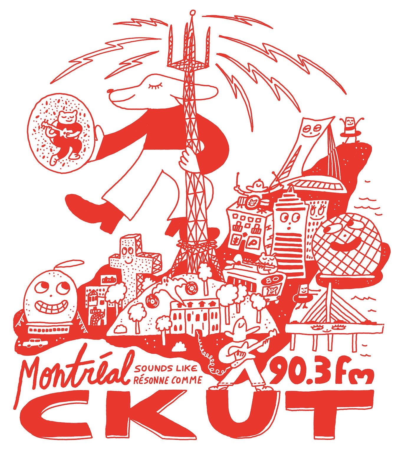  T-shirt design for McGill University’s campus radio station CKUT. 