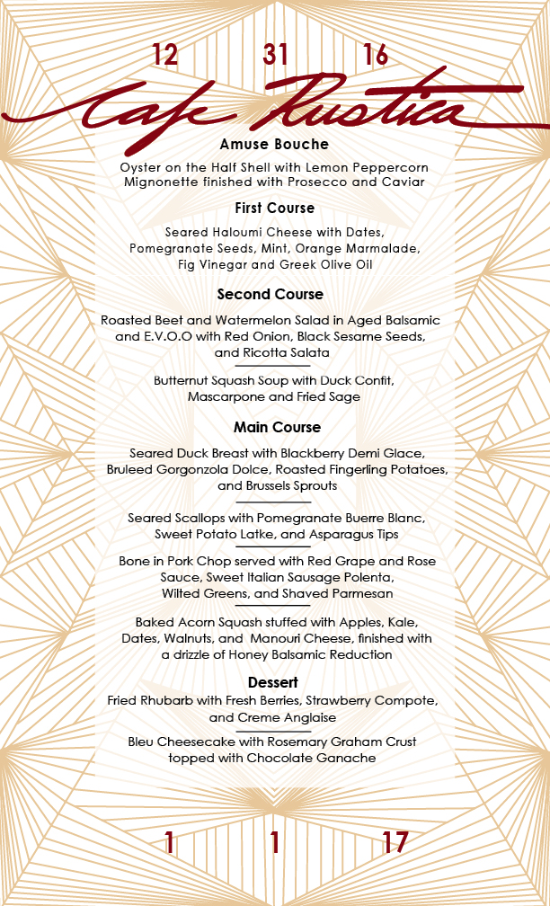 *all menu items are subject to change