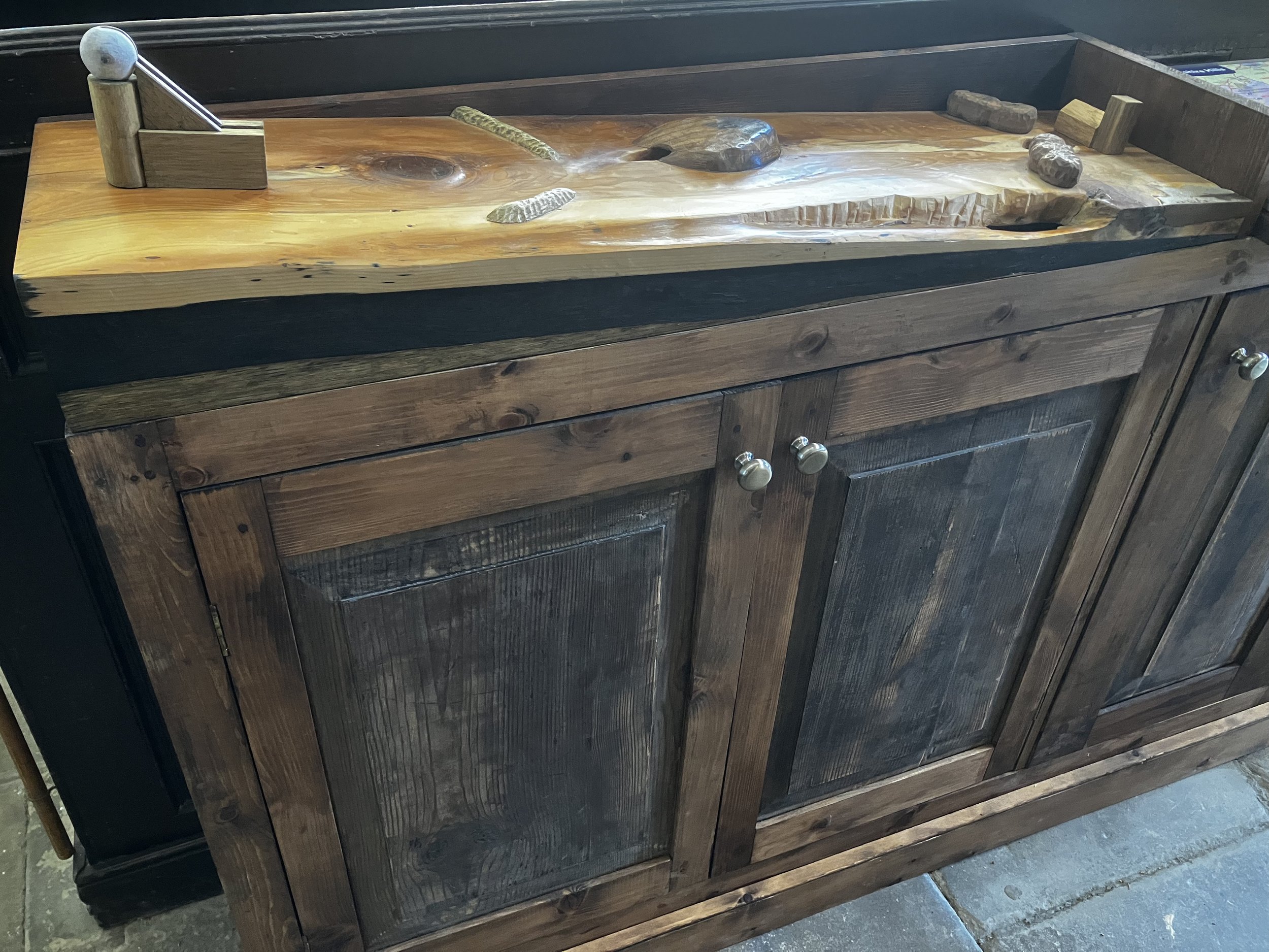 Layers of timber to represent geology