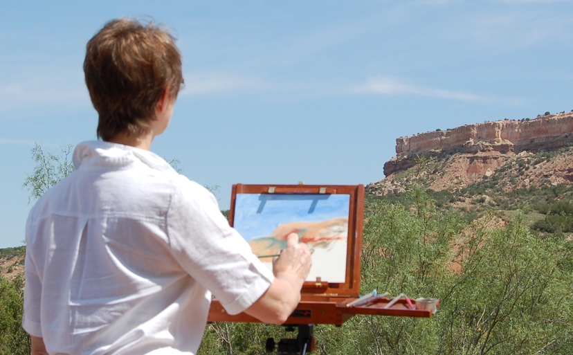 Kathleen painting in Palo Duro Canyon State Park, Texas.