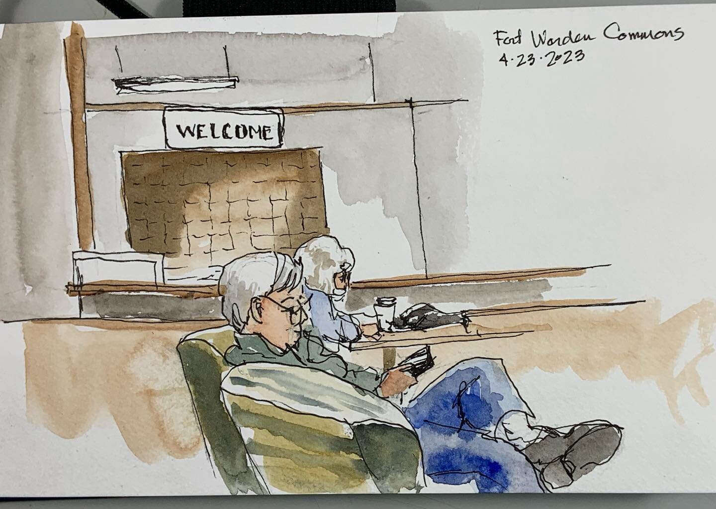 Sketching at Fort Worden during @darsie.beck workshop with @northwindart_pt  #uskseattle #uskporttownsend #inkandwatercolor