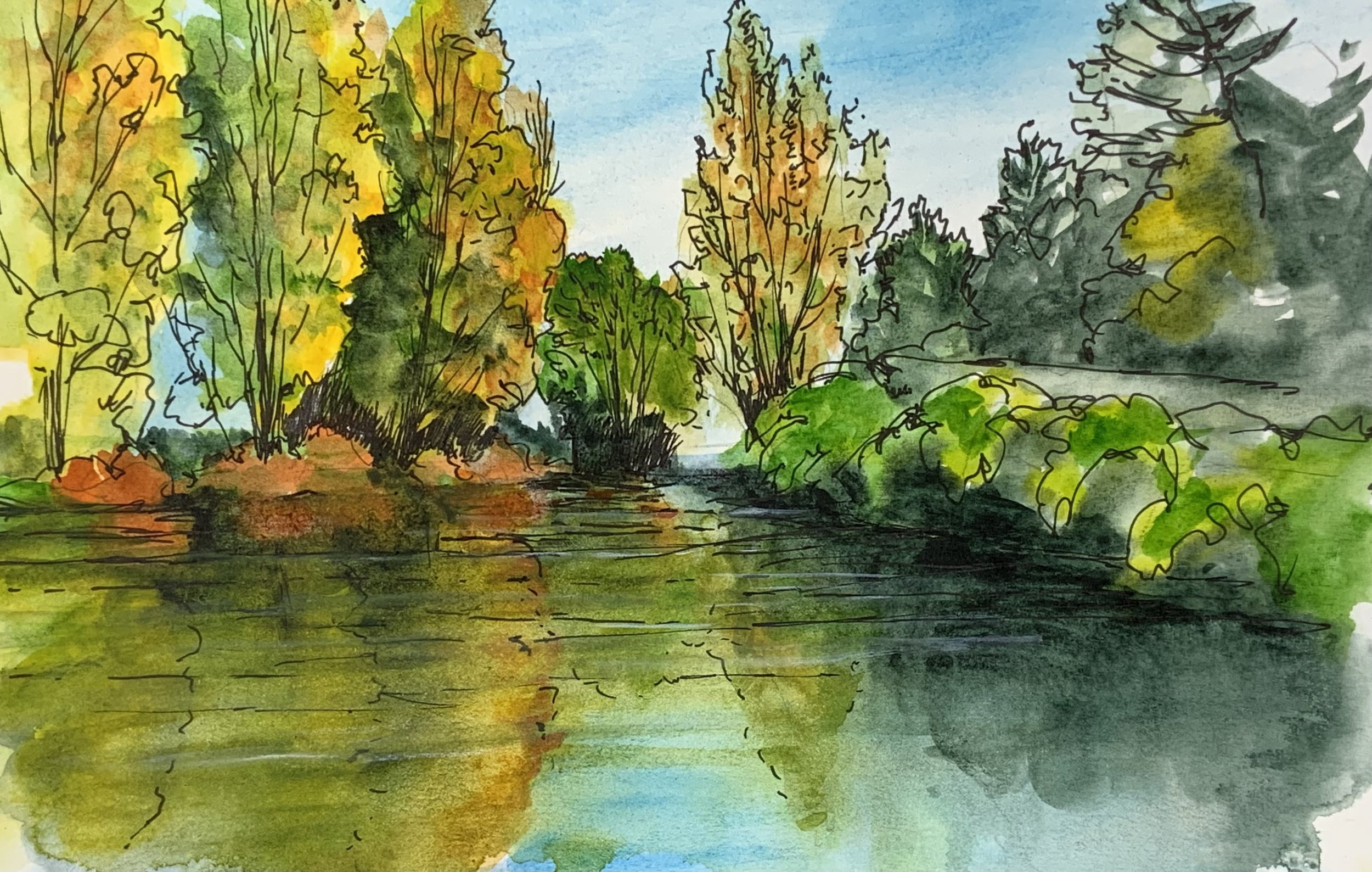 ONLINE HYBRID CLASS: Fall Watercolor Sketchbook