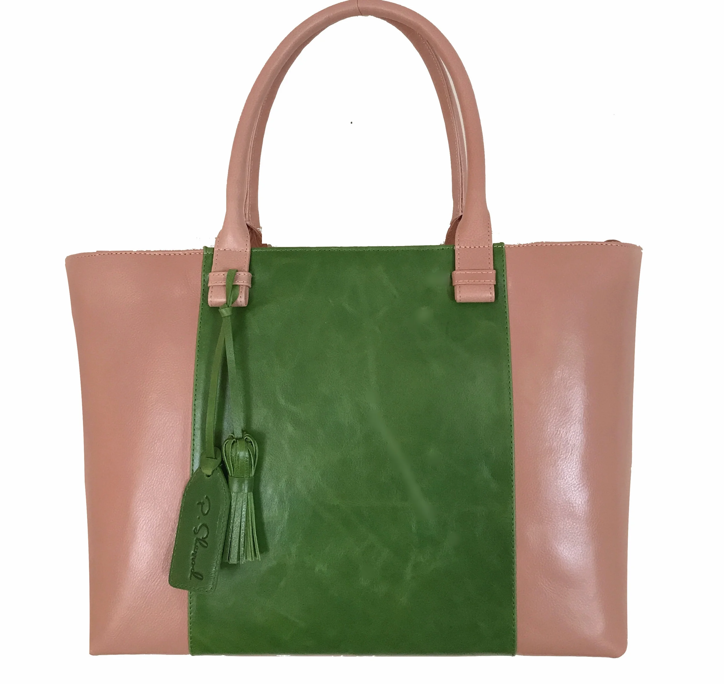 pink and green tote