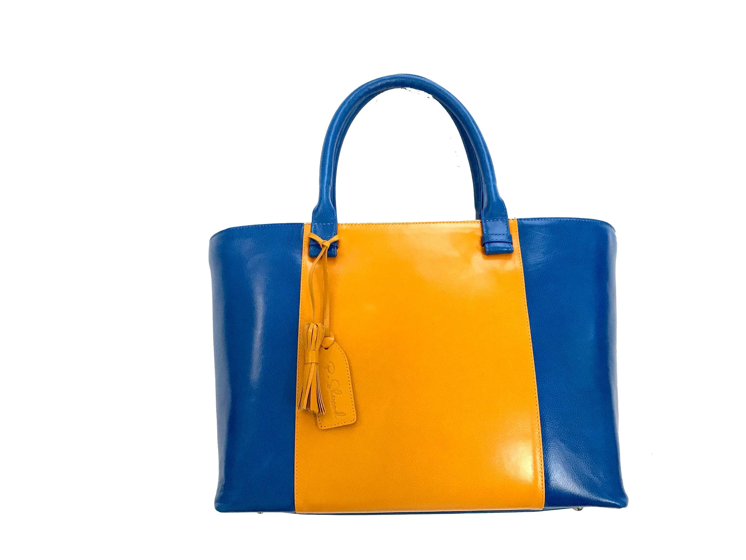 Royal blue leather tote bag Clearance