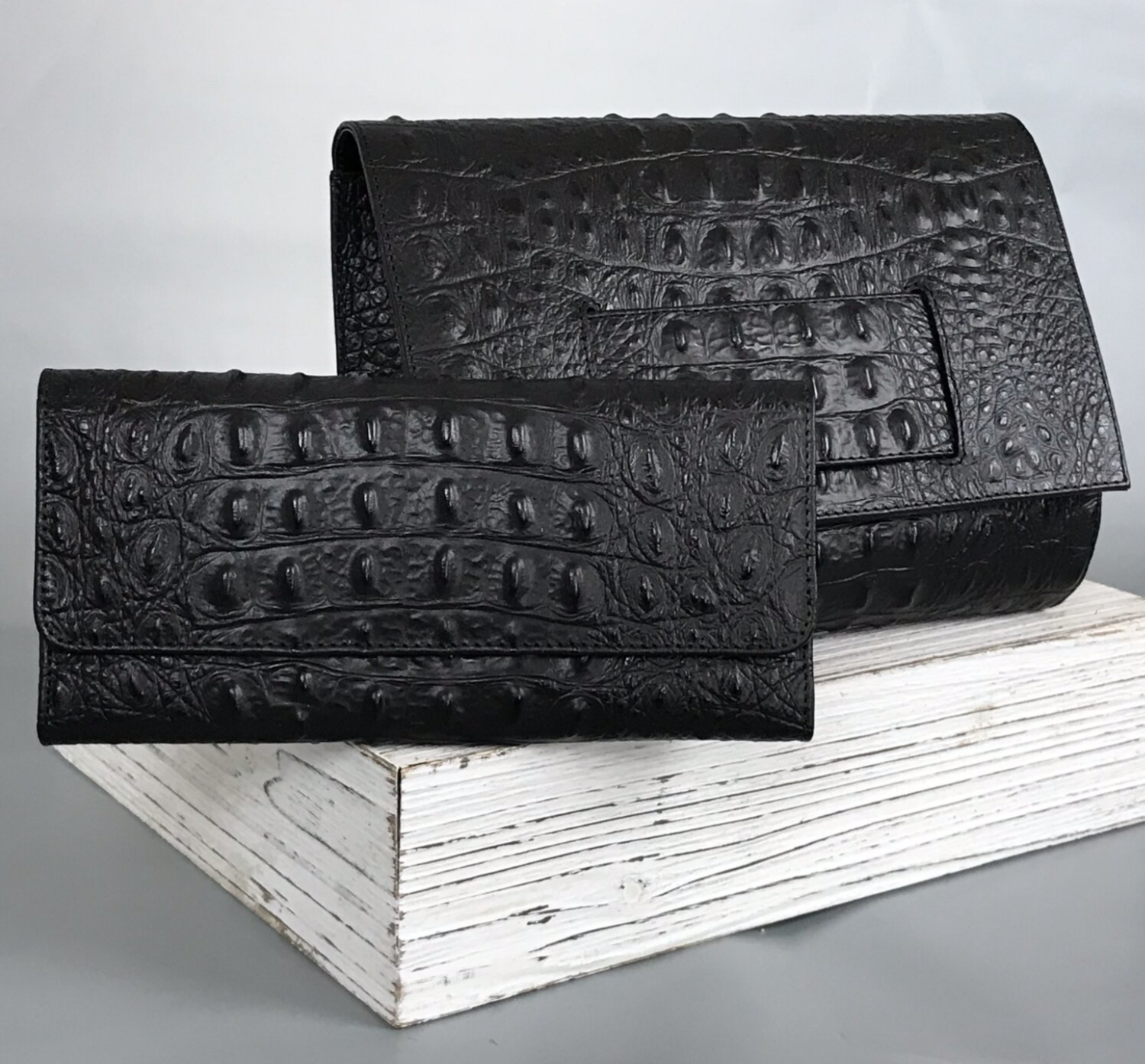 KD Black Patent Leather Embossed Genuine Leather Clutch Handbag Detachable  Strap Designer Luxury Bag — P. Sherrod & Co. Leather Handbags