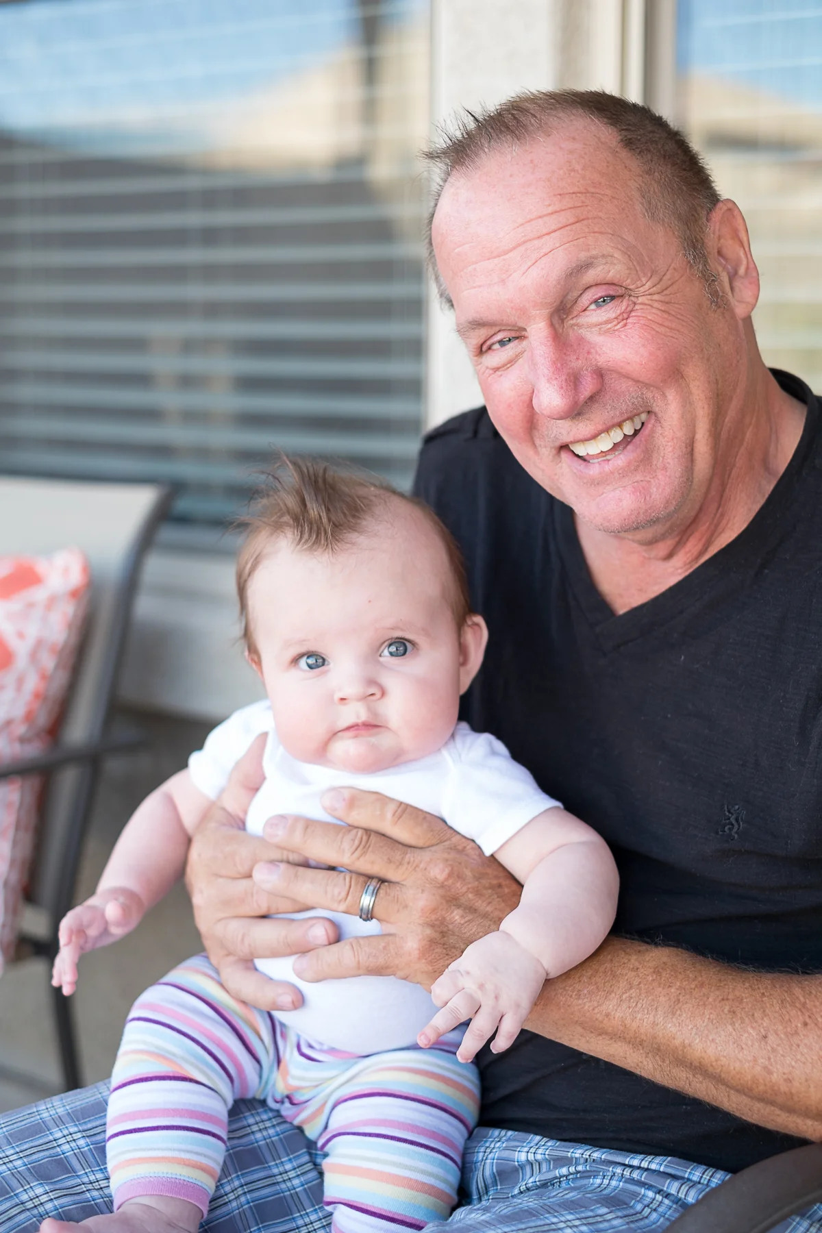 Sitting outside on the patio with Poppa.