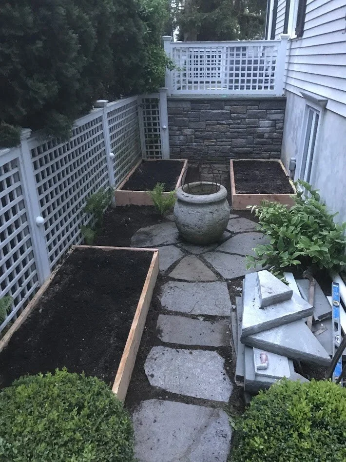  Back patio shade beds 