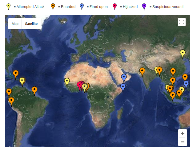 Map: Google maps. Source: International Chamber of Commerce https://www.icc-ccs.org/piracy-reporting-centre/live-piracy-map