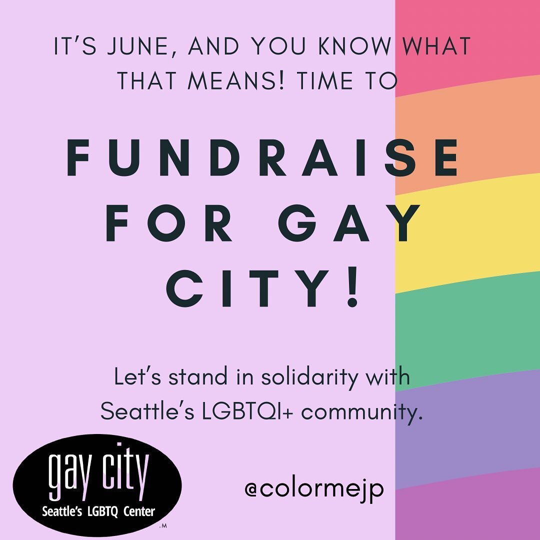 I am so excited to be fundraising for @gaycity for a third year in a row, and this year I will be doing it all month long. Swipe to learn a little more about Seattle&rsquo;s LGBTQI+ center, or visit their website to watch videos, and learn more about