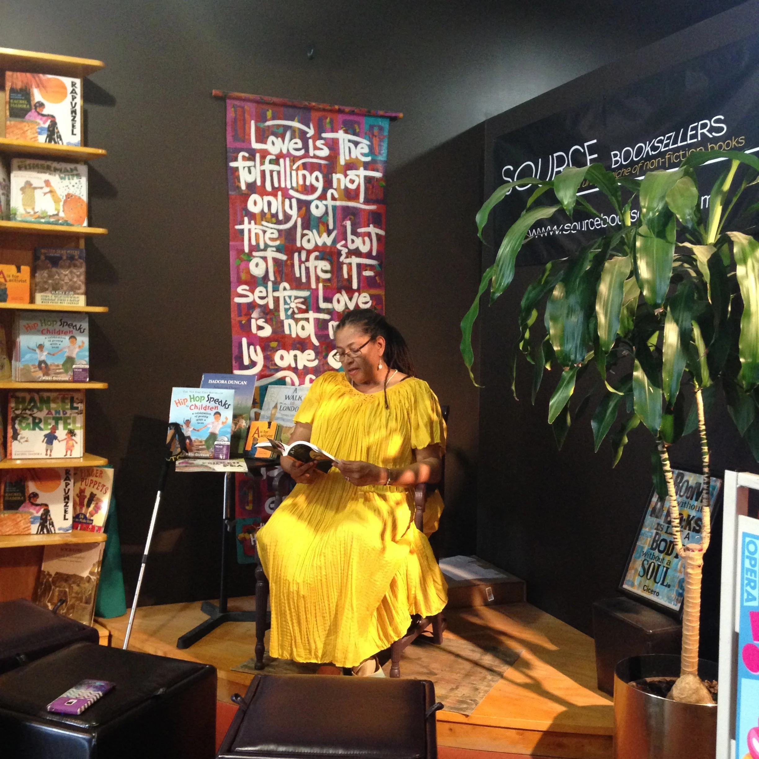Adrienne Edmunson reading during Moms Read Out Loud for Mother's Day