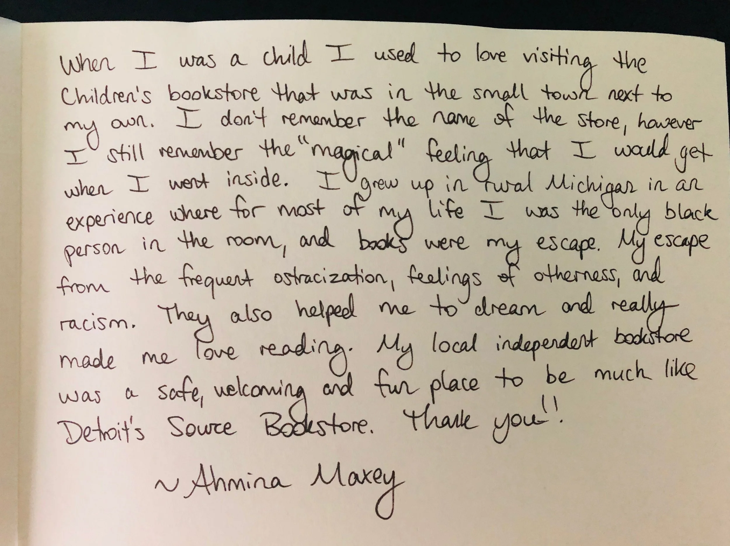 Bookstore Story by Ahmina Maxey