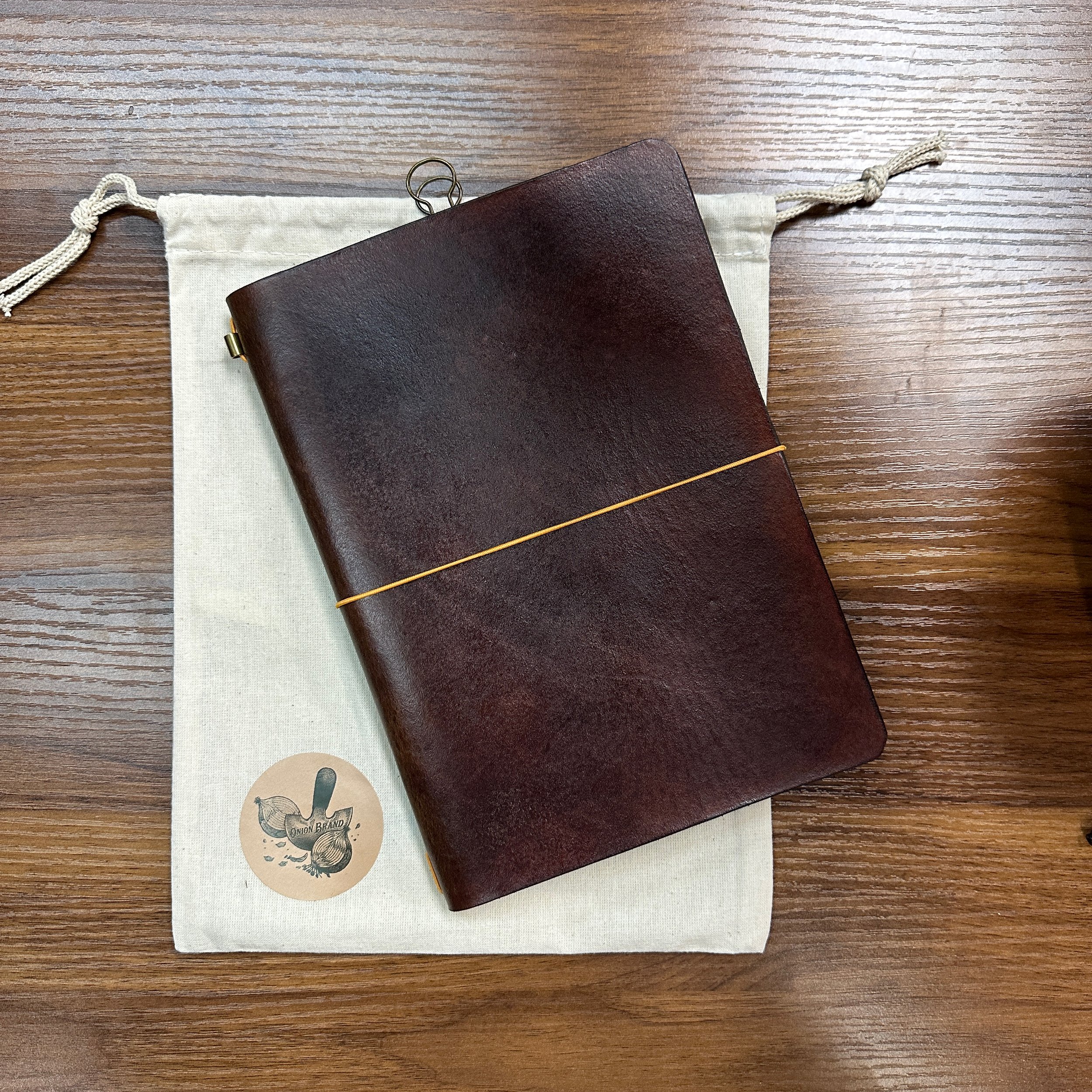 OnionBrand Handmade Leather Notebook Cover Dark Brown