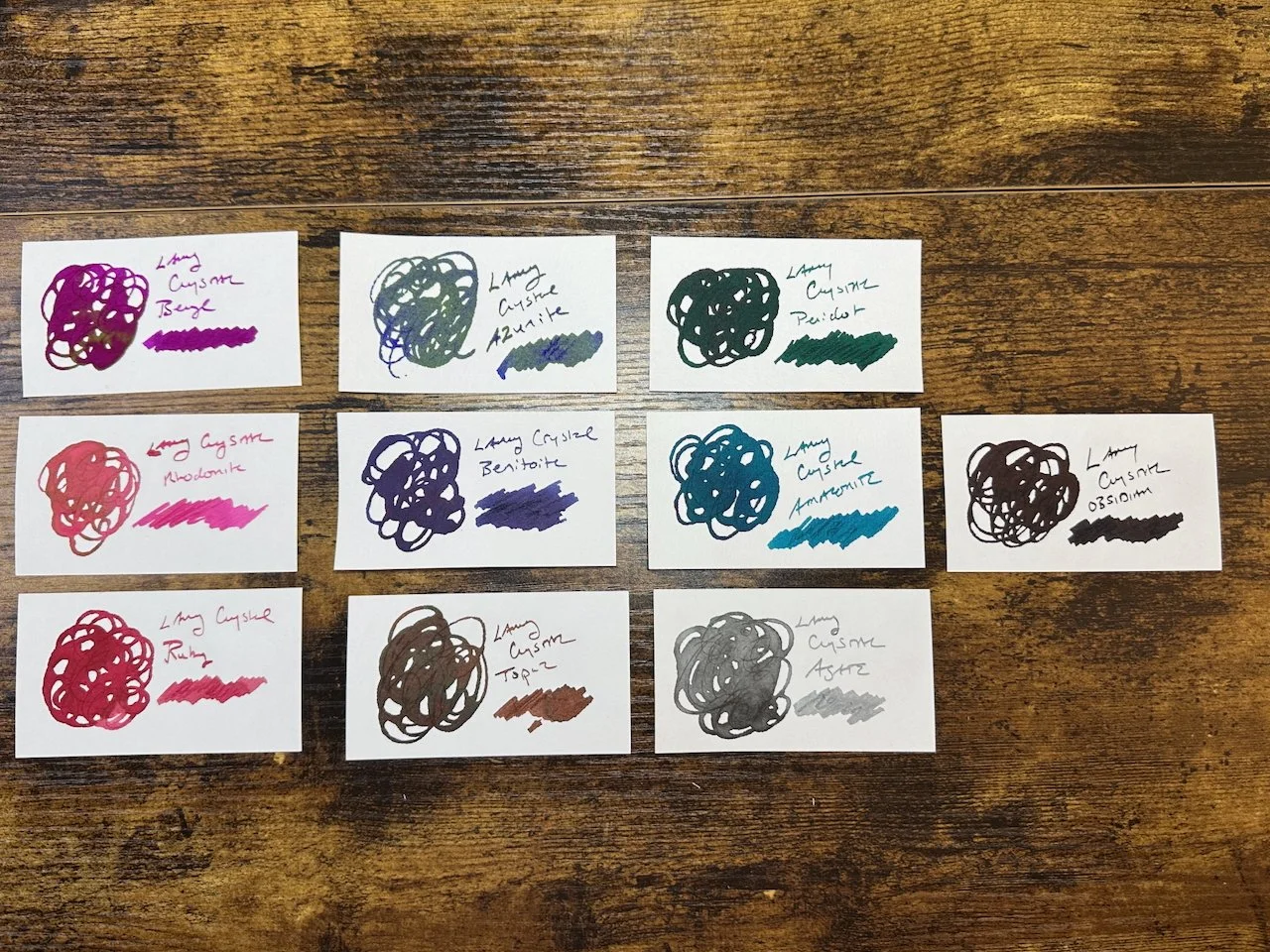 Lamy Crystal Inks All Swatches